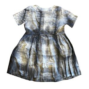 Cotton Smock dress, tie dyed grey and white